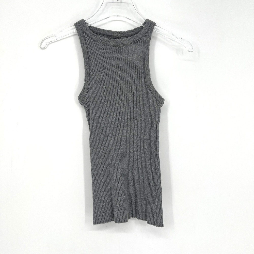 Enza‎ Costa Tank Top Womens XS/X Gray Ribbed Elevated Basic Simple Minimalist